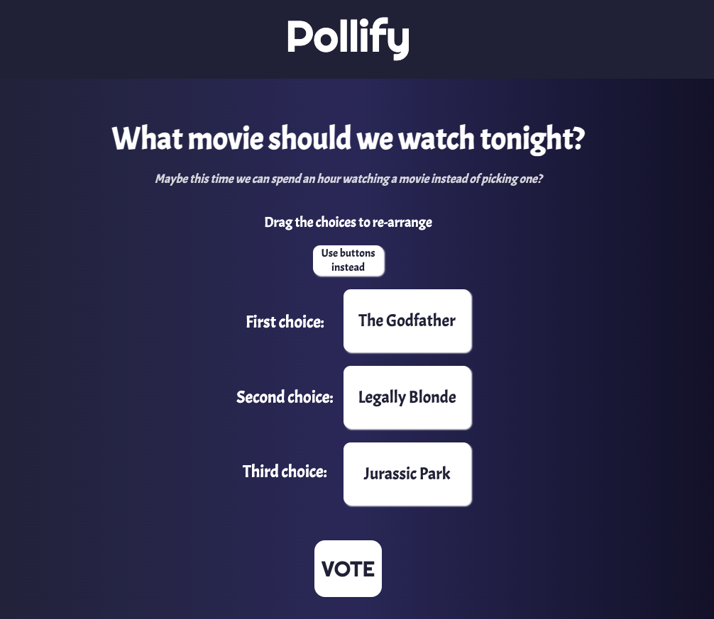 Pollify voting page